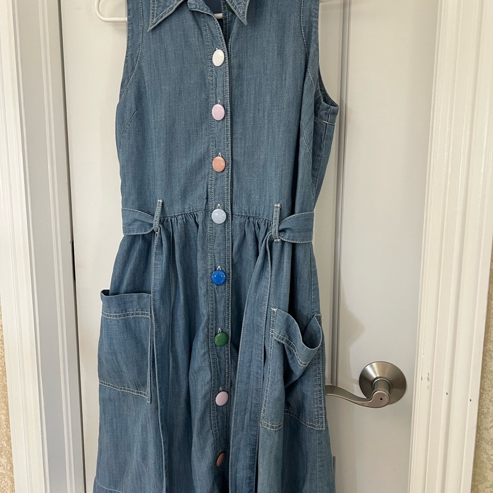 Anthropologie Maeve Denim Dress with Multicolor Buttons